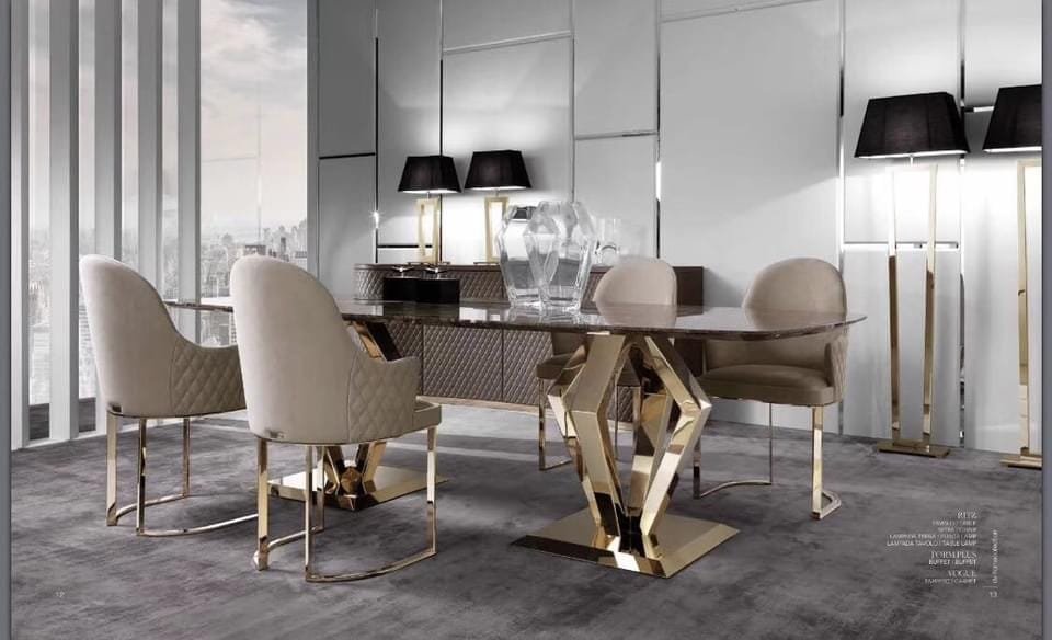 Imperial Luxe 6-Seater Gold & Marble Dining Set – Modern Glam Furniture Imperial Luxe 6-Seater Gold & Marble Dining Set – Modern Glam Furniture
