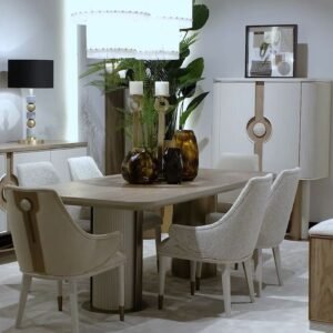 Nordica Harmony Dining Table Set – Beige & Wood Modern Minimalist Furniture