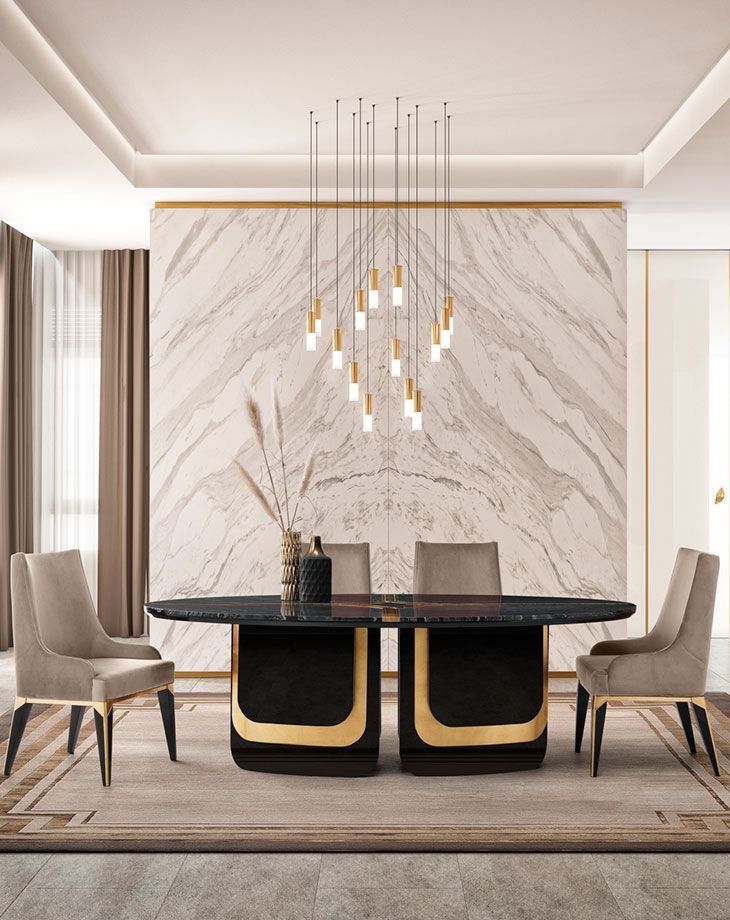 Velaria Luxe Marble Dining Table Set – Black & Gold Glam Modern Furniture Velaria Luxe Marble Dining Table Set – Black & Gold Glam Modern Furniture