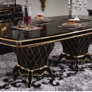 Black & Gold Baroque Dining Table – Imperial Noir Luxury Collection