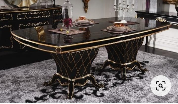 Black & Gold Baroque Dining Table – Imperial Noir Luxury Collection Black & Gold Baroque Dining Table – Imperial Noir Luxury Collection