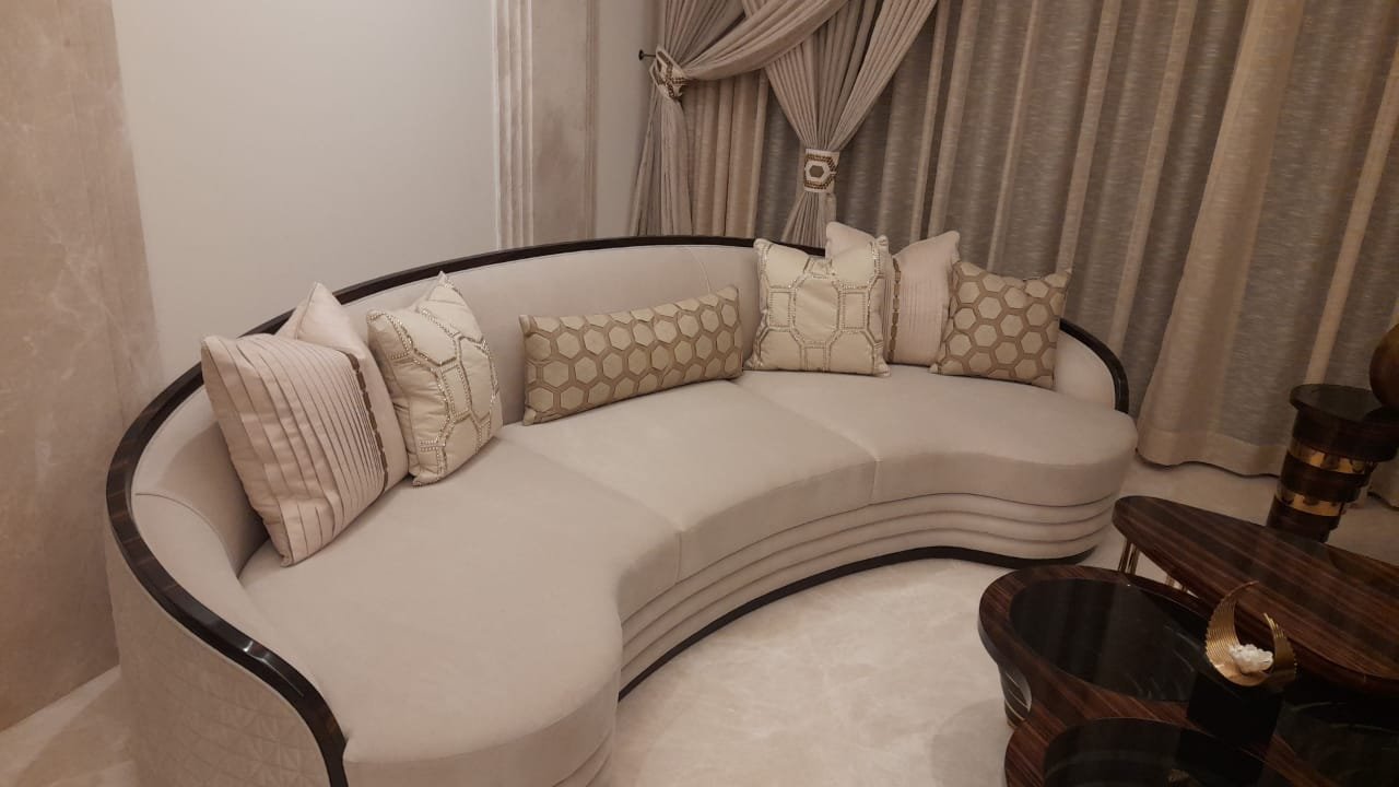 Monaco Curved Sofa with Wood Trim – Luxury Cream Sectional Monaco Curved Sofa with Wood Trim – Luxury Cream Sectional