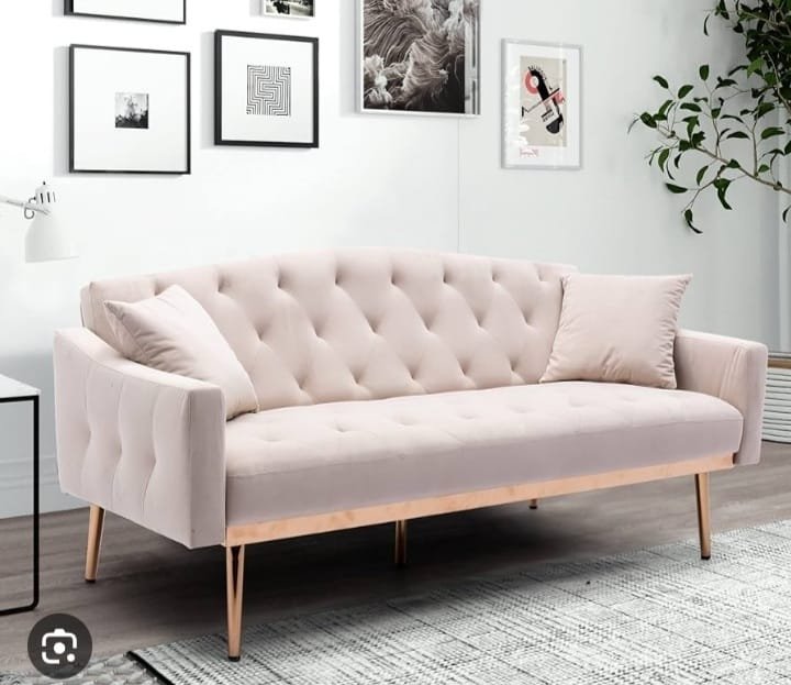 Vienna Blush Tufted Velvet Sofa – Compact Mid-Century Style Vienna Blush Tufted Velvet Sofa – Compact Mid-Century Style