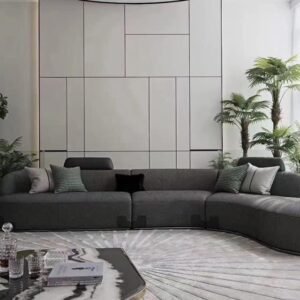 Verdé Curve Charcoal Sectional Sofa – Botanical Luxe Seating
