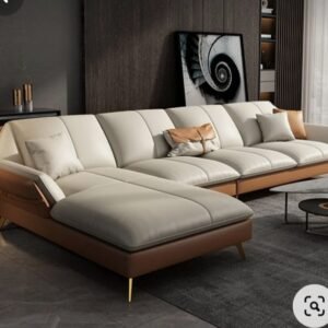 Cortado Luxe – Latte & Caramel Leatherette Sectional with Chaise | Modern Sofa