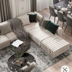 Velare Luxe Pearl Sectional – Channel Tufted L-Shaped Sofa with Chaise